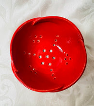 Load image into Gallery viewer, Berry Bowl/Colander:  (Bright Red with Scalloped Edges)
