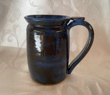 Load image into Gallery viewer, A Mug:   (Azure Blue-Black with a Spiral Thumb Rest)
