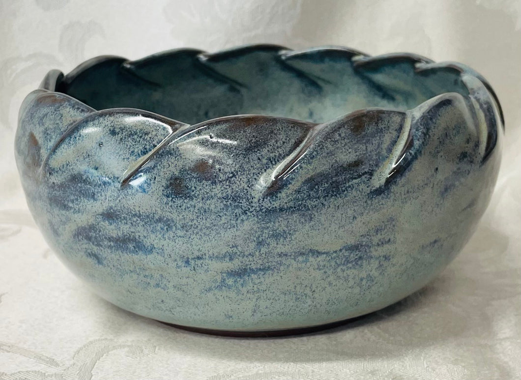 Large Bowl:  (Bluish-Brown with Scalloped Edges)