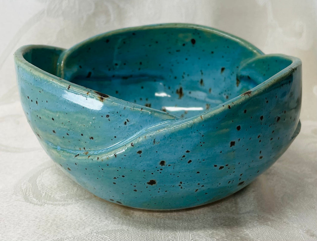 Medium Bowl:  (Turquoise with Brown Specs and Scalloped Edges)