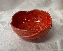 Load image into Gallery viewer, Berry Bowl/Colander:  (Bright Orange on Speckled Clay with Scalloped Edges)
