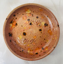 Load image into Gallery viewer, Spoon Rest/Butter Dish/Dipping Plate:  (Peach with Yellow, Orange, and Brown Crystals and Four Paw Prints))
