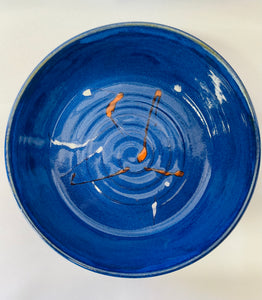 Large Bowl/Platter  (Azure Blue with Orange and White Accents)