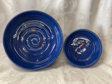 Load image into Gallery viewer, Bowl Set with Square Sides  (Azure Blue with White and Orange Accents)
