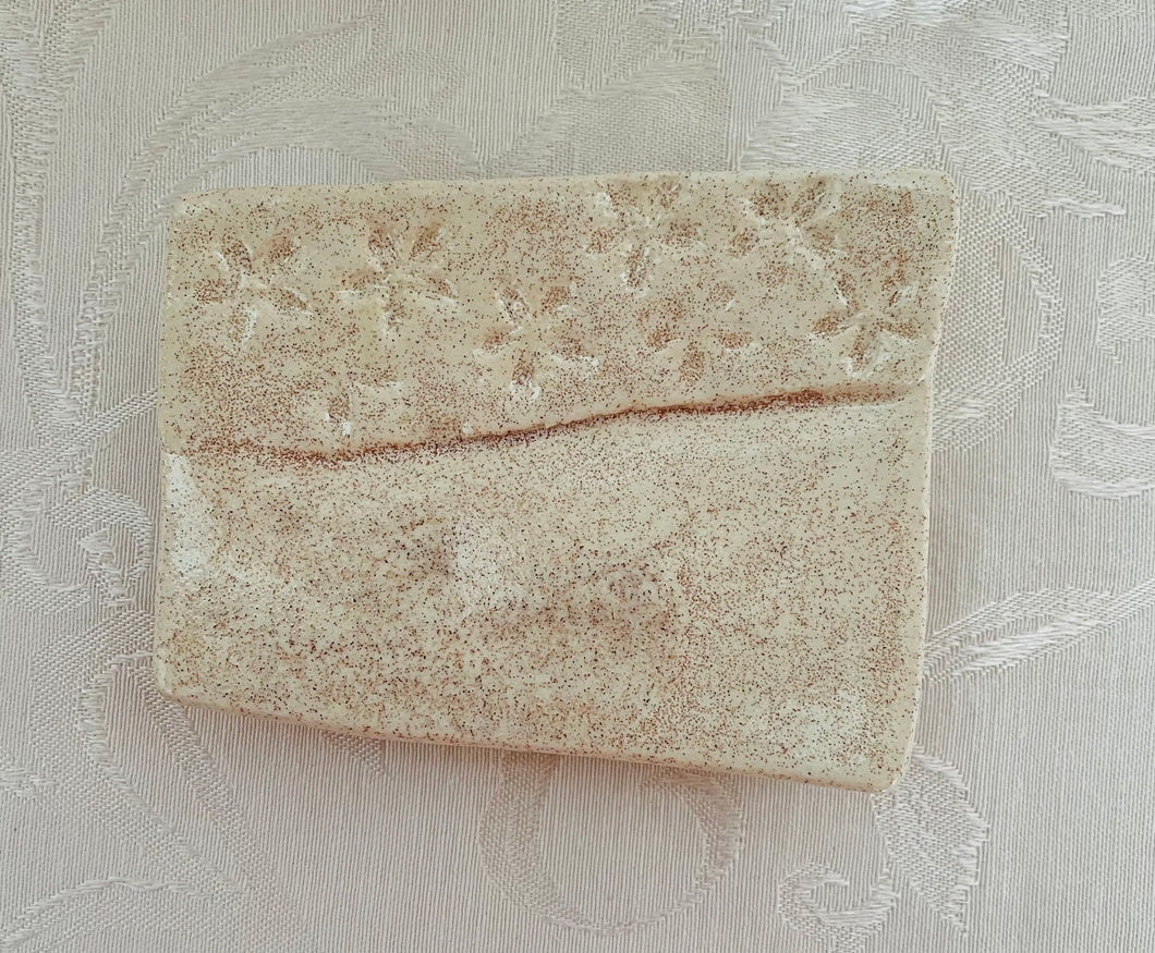 Sponge, Jewelry, Business Card Stand/ Soap Dish/ Tea Bag Rest  (White Speckled with 8 Starfish)