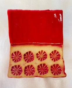 Sponge, Jewelry, Business Card Stand/Soap Dish/Tea Bag Rest  (Red with 8 Pinwheels)