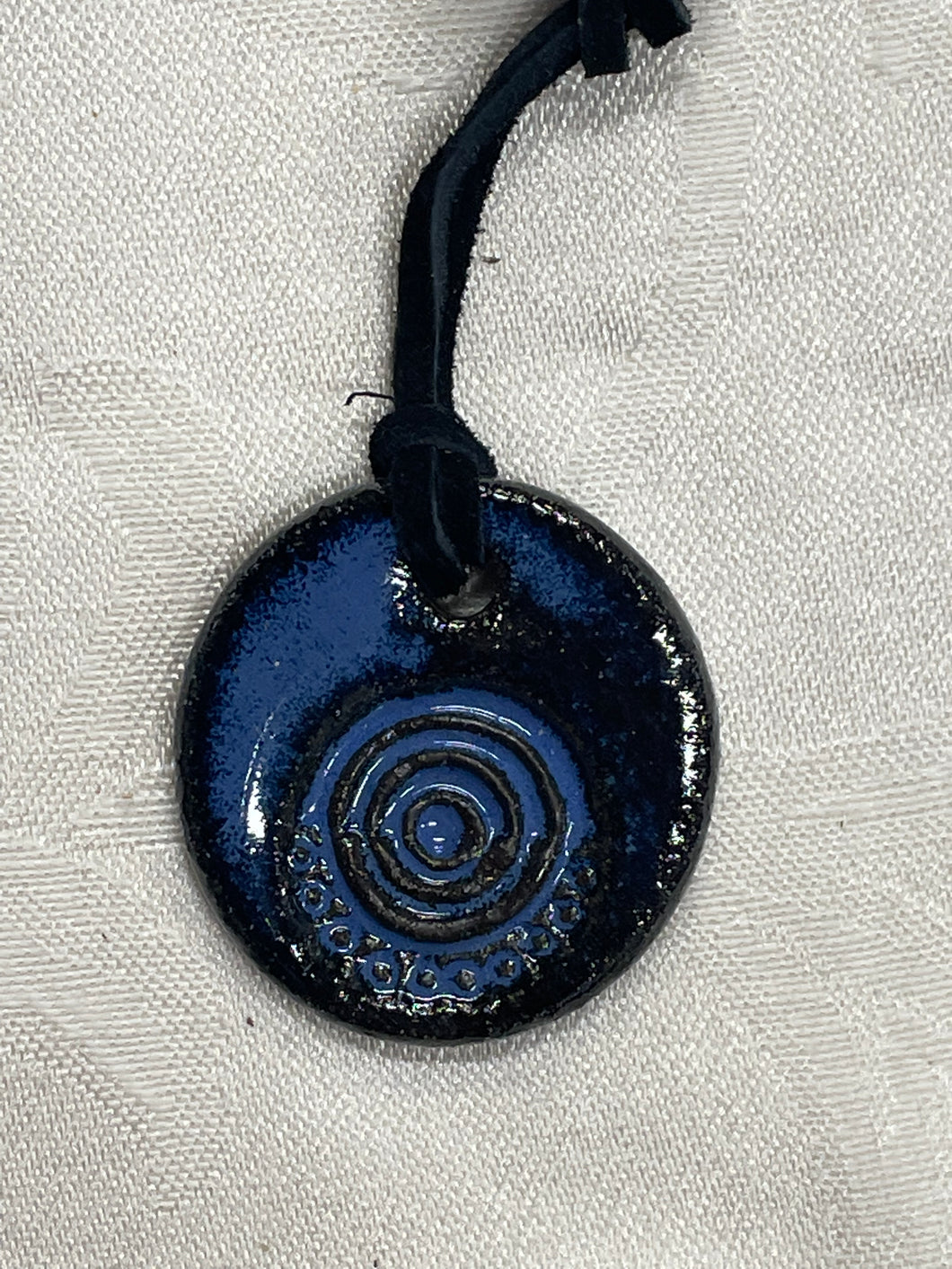 Necklace (Large Mottled Blue with Spiral Center) #66