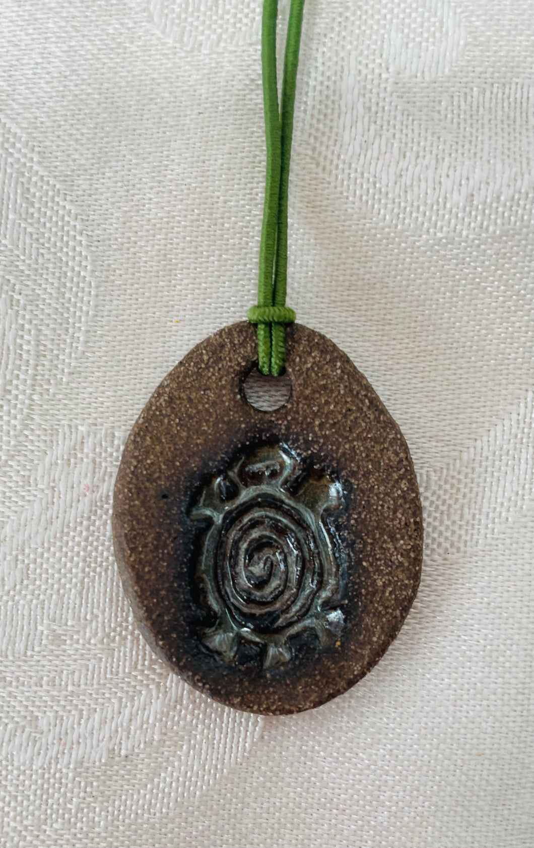 Necklace (Clear Turtle on Dark Clay) #88