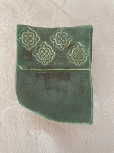 Sponge, Jewelry, Business Card Stand/Soap Dish/Tea Bag Rest  (Matt Green with 4 Symbols)