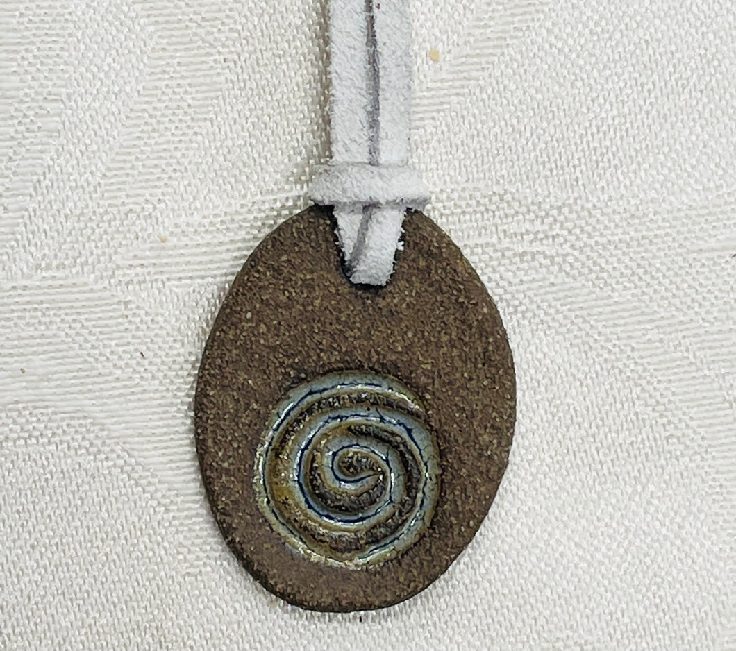 Necklace (Brown with Turquoise Spiral Center) #67