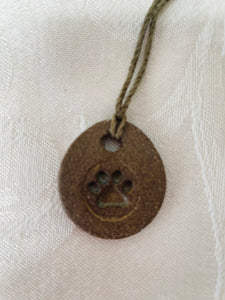 Necklace (Clear Paw Print on Dark Clay) #86