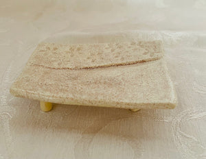 Sponge, Jewelry, Business Card Stand/ Soap Dish/ Tea Bag Rest  (White Speckled with 8 Starfish)