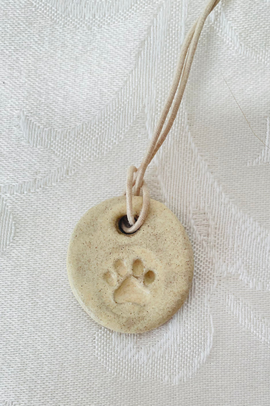 Necklace (White Paw Print on Dark Clay) #82