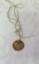 Load image into Gallery viewer, Necklace (Brown with Waffle Texture and Green Accents) #22
