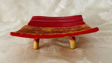 Load image into Gallery viewer, Sponge, Jewelry, Business Card Stand/Soap Dish/Tea Bag Rest (Red with Burlap Pattern)
