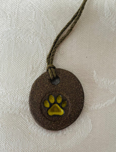 Necklace (One Yellow Paw Print on Dark Clay) #76